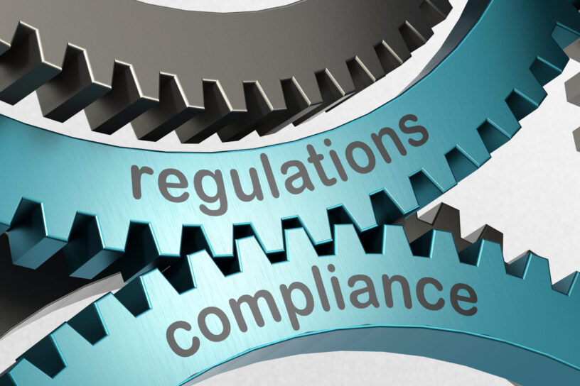 Regulations compliance word on the metal gear